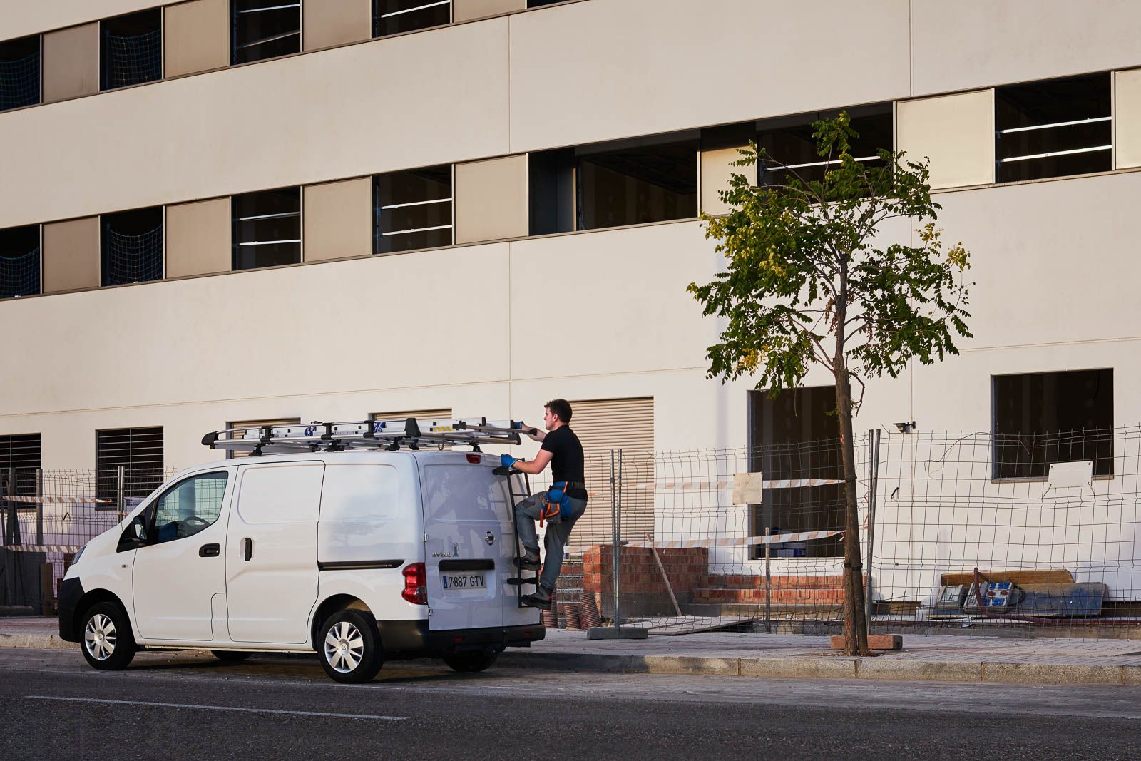 Van with a roof rack