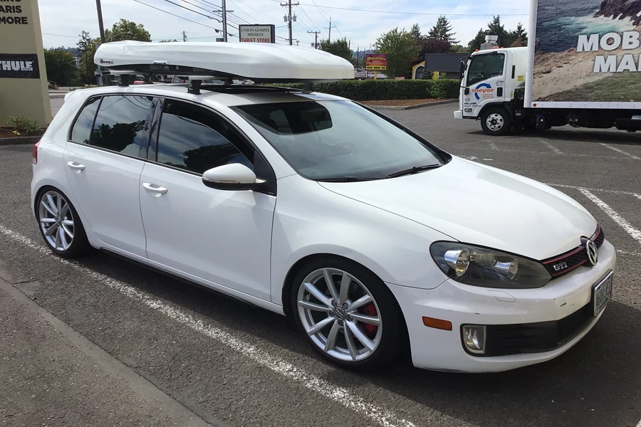 Check out this sweet low profile Inno cargo box on this little GTI. Looks great!