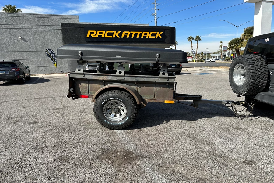 Ikamper 3.0 Rocky Black installed on this custom (M 100) trailer hauled by a 2017 Jeep Wrangler 2 Door
