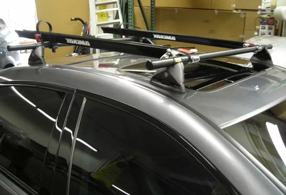 This is a custom 2007 Acura TL bike roof rack system