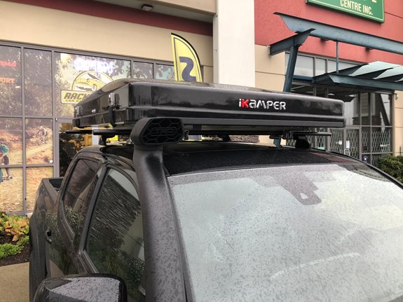 Ready for Adventures. Beautiful Toyota Tacoma 2019 got set up with Rhino Rack Ditch mount tracks and Yakima Roof Rack. iKamper Mini is a perfect size rooftop tent for a smaller truck like that.